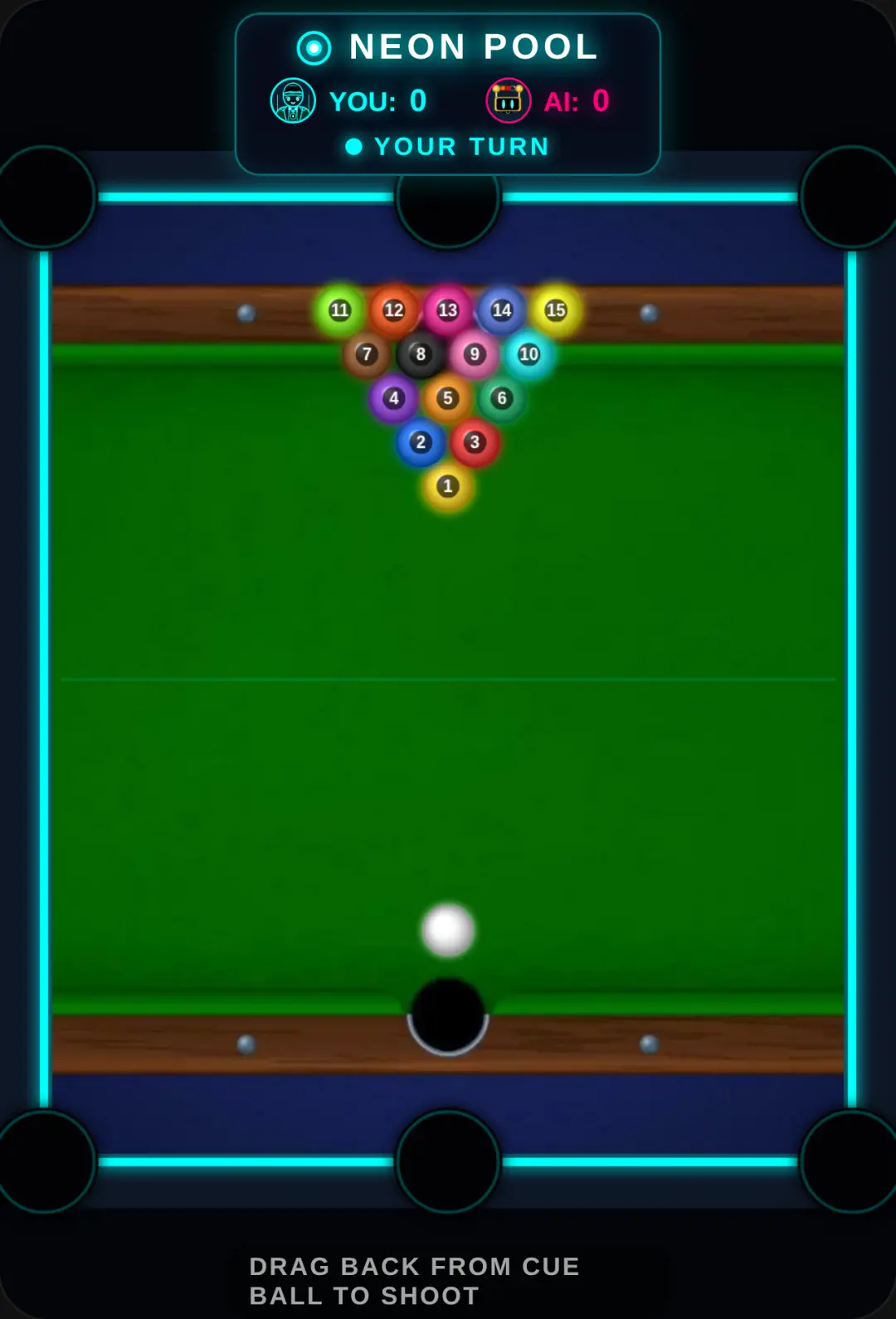 Neon Pool - Player vs AI cover