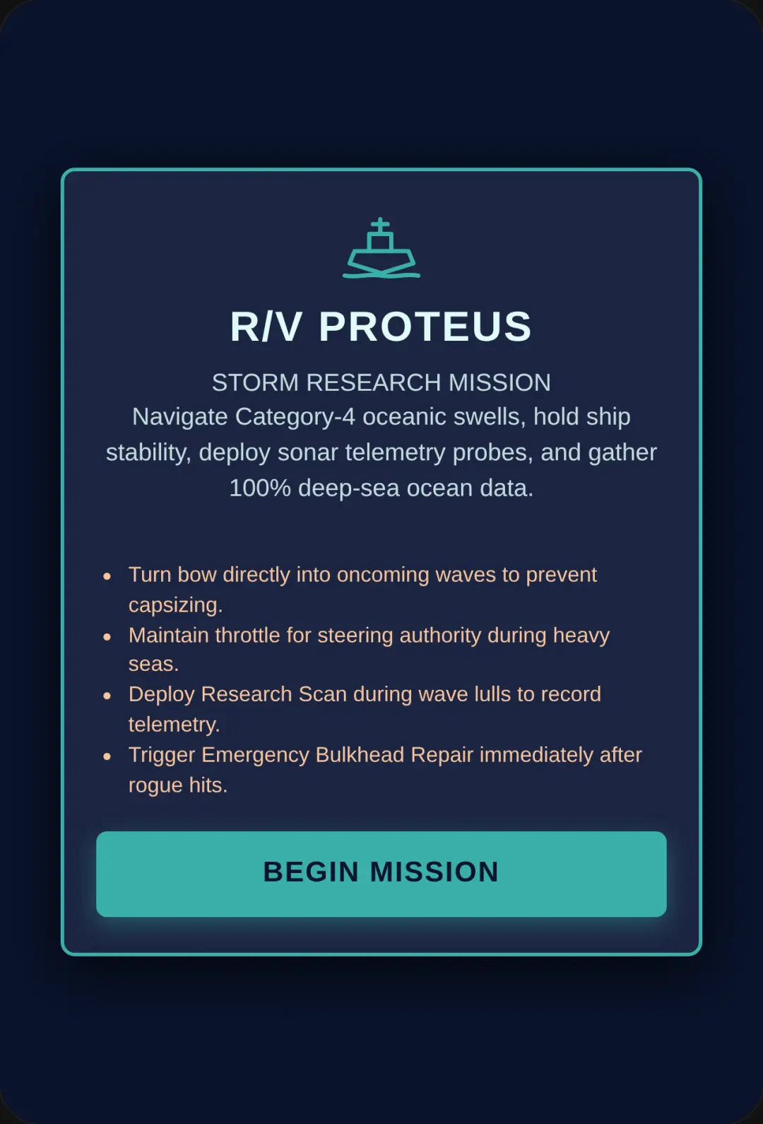 R/V Proteus - Ocean Storm Research Simulator cover