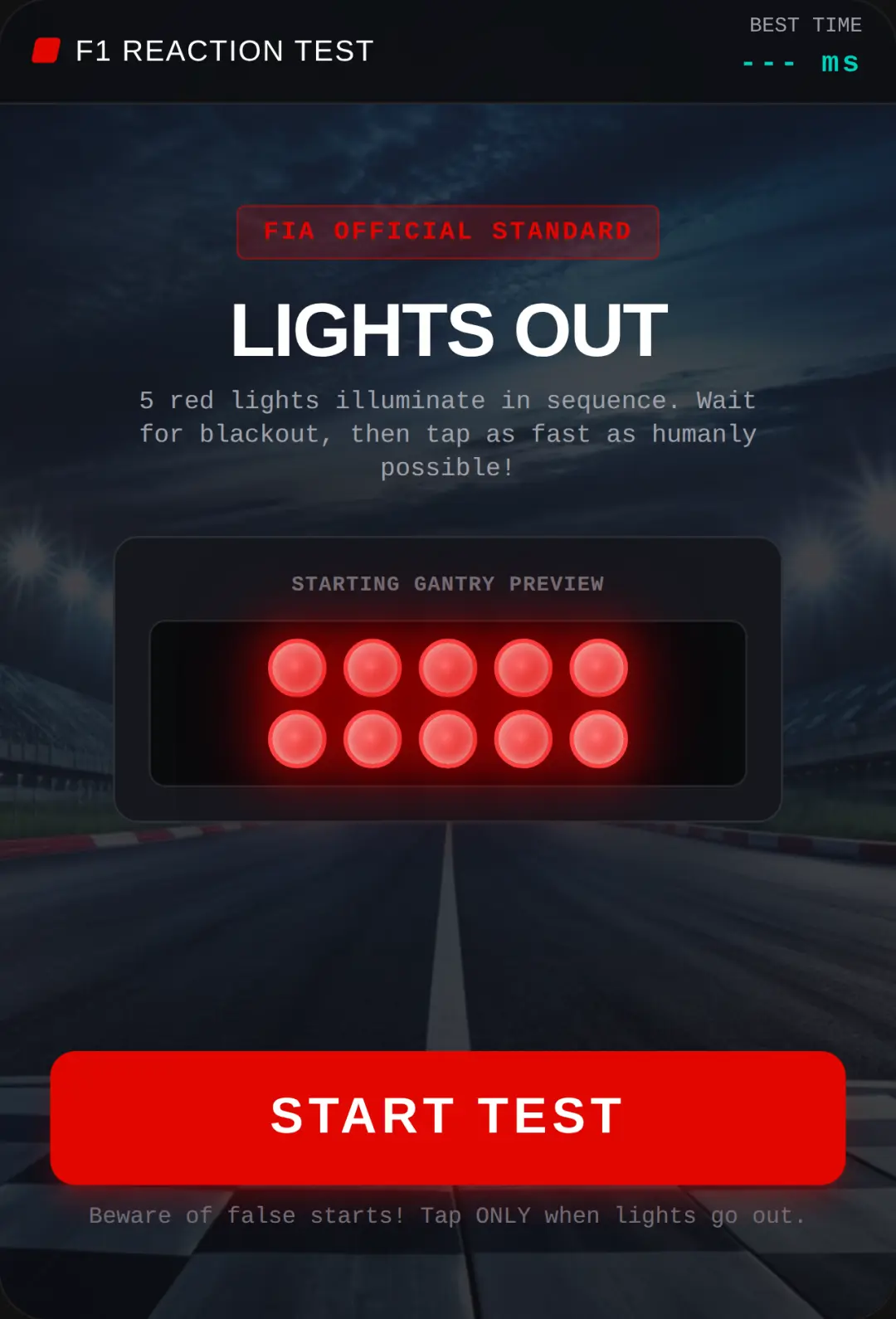 F1 Reaction Test cover