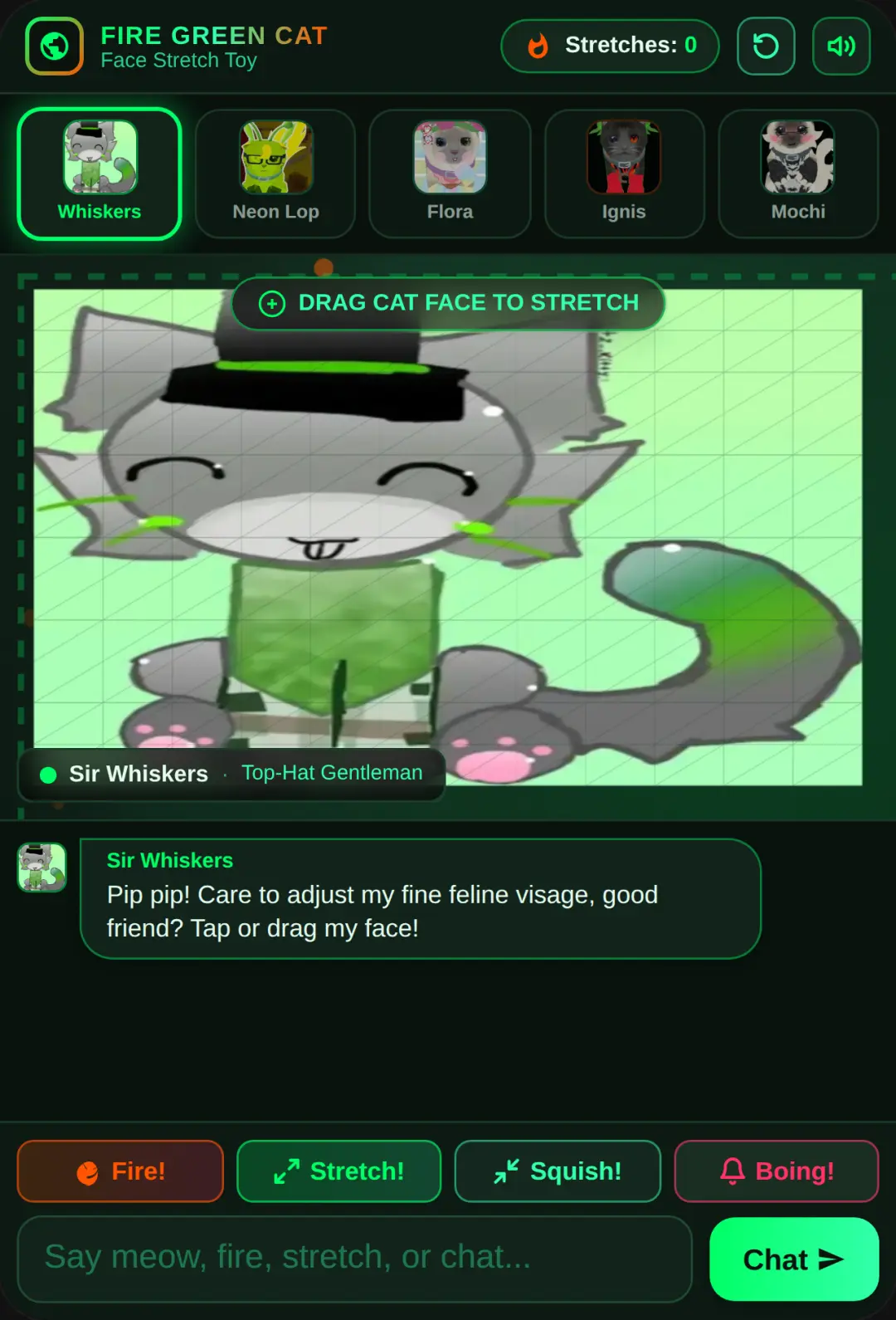 Fire Green Cat Face Stretch cover