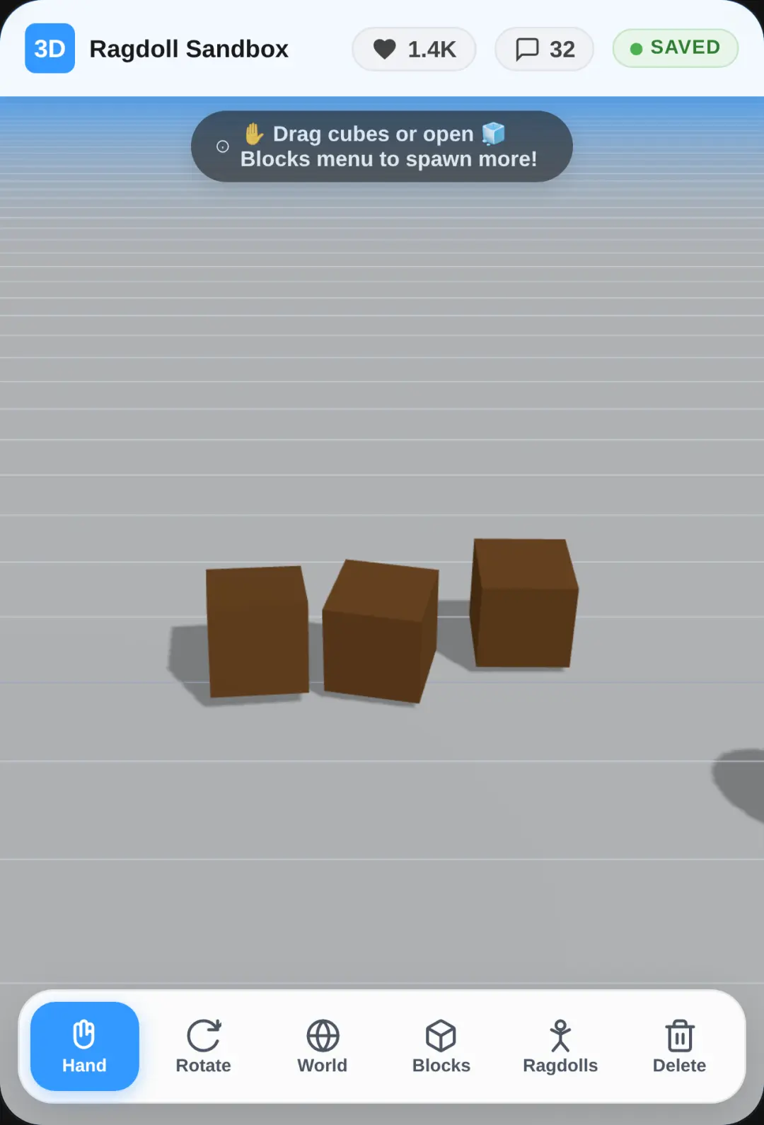 Ragdoll Sandbox = blocks and world cover