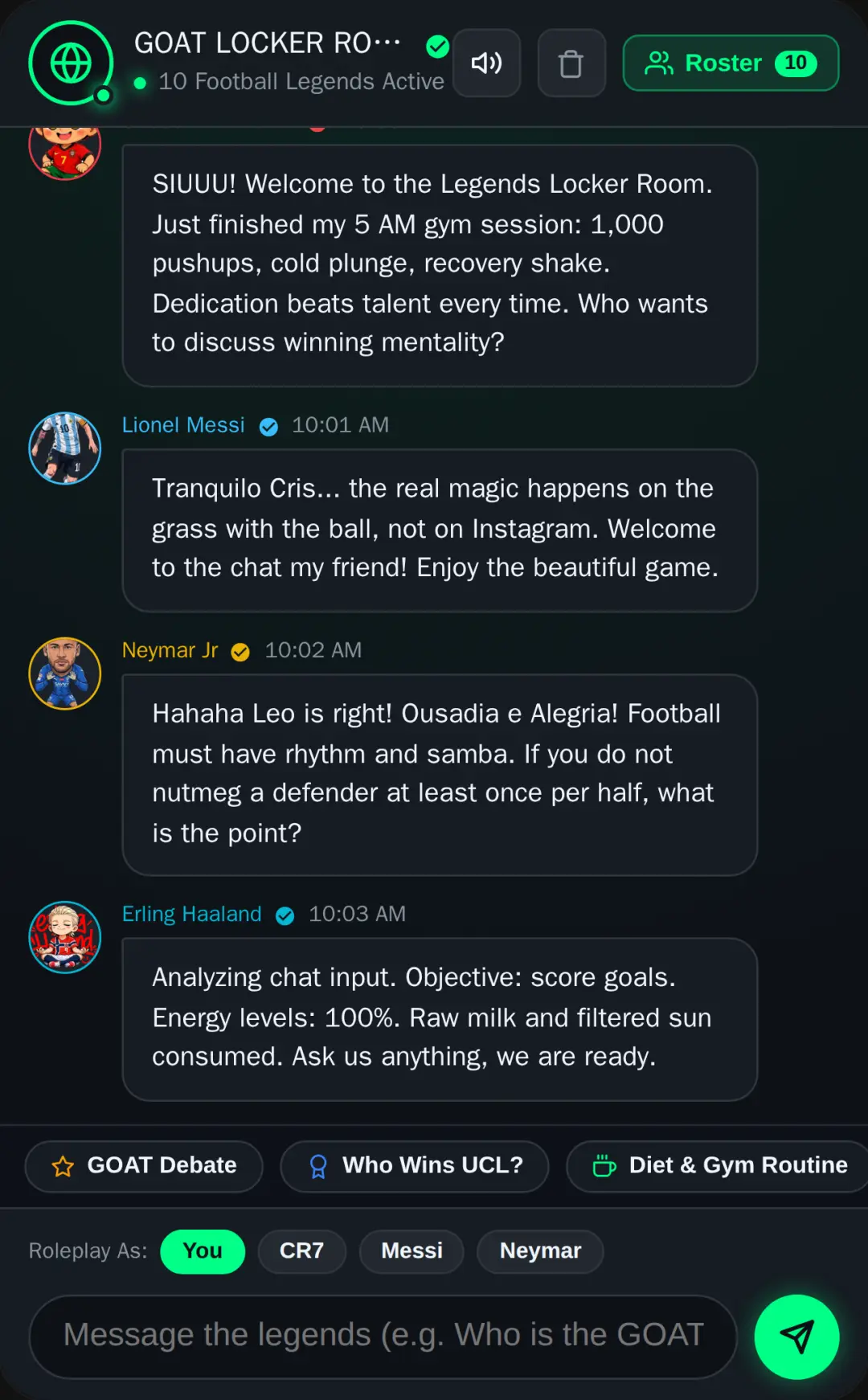 GOAT Locker Room - Football Legends Chat cover