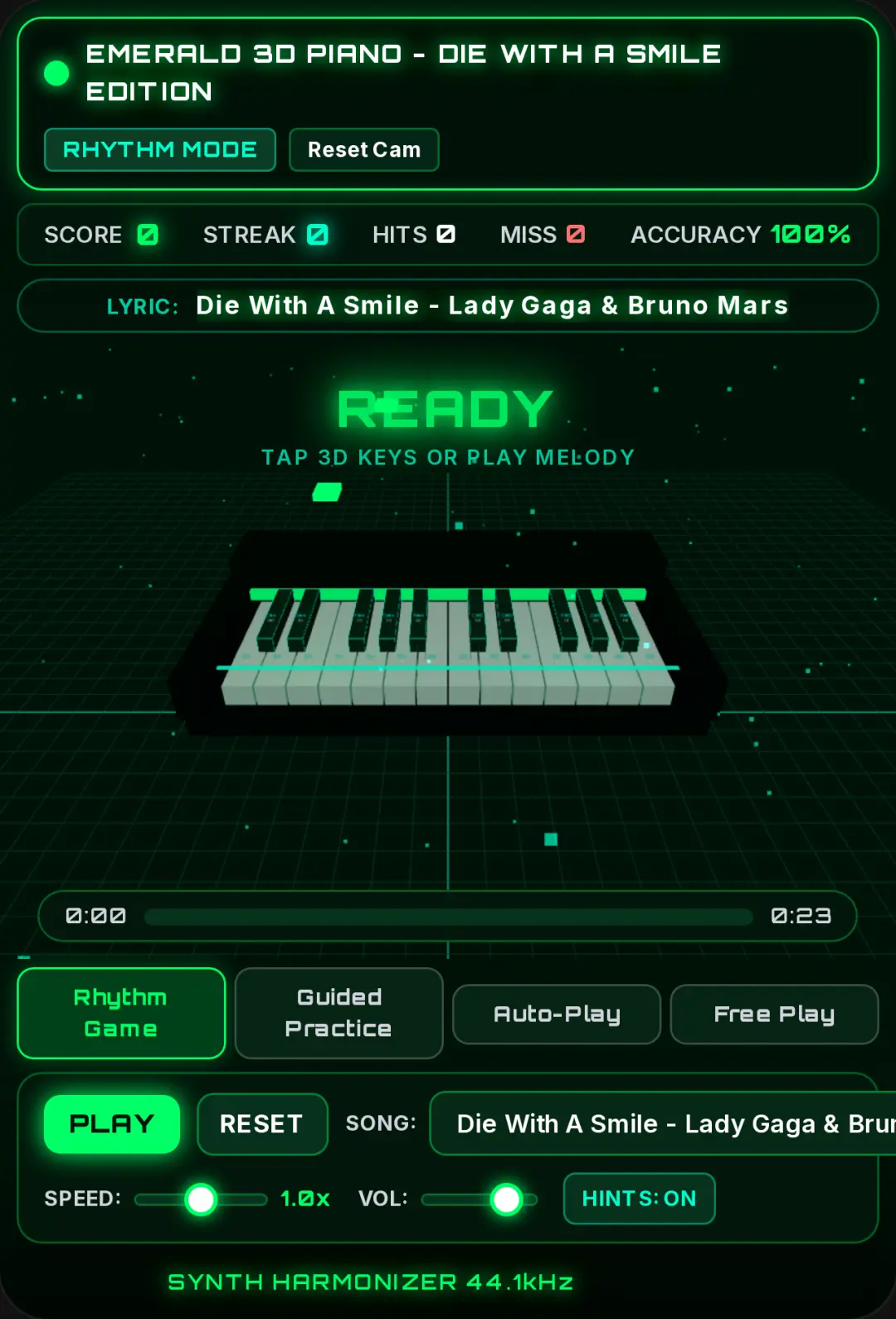EMERALD 3D PIANO - DIE WITH A SMILE EDITION cover