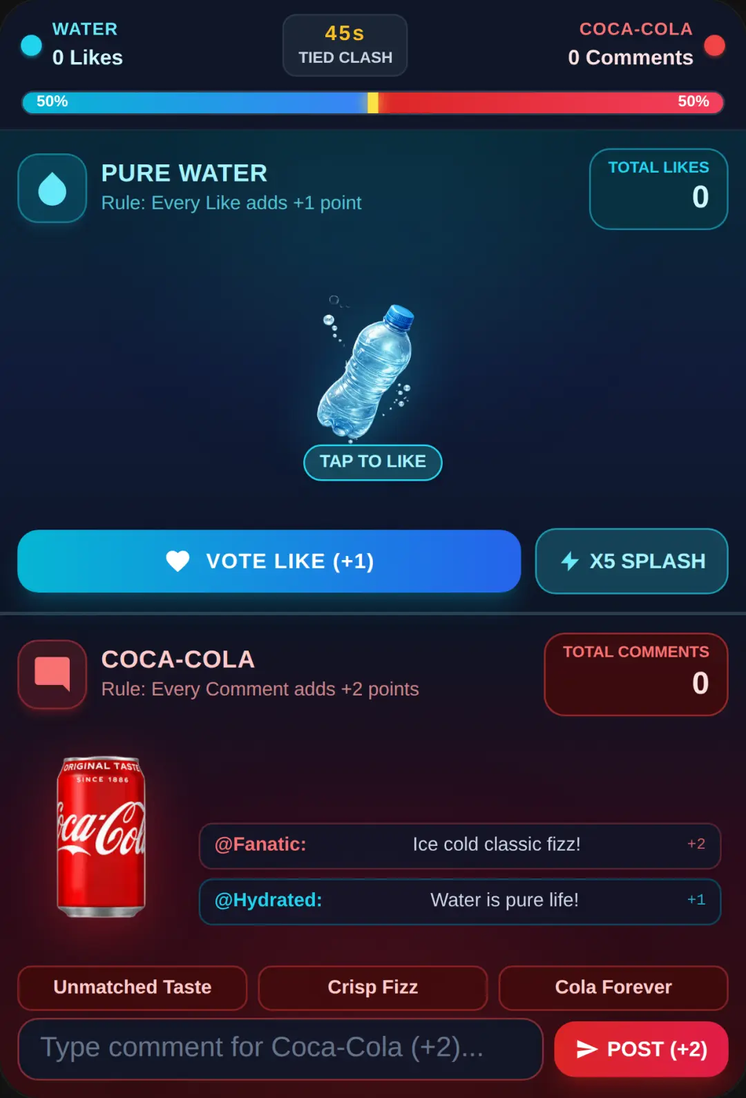 Coca-Cola vs Water - Live Clash cover