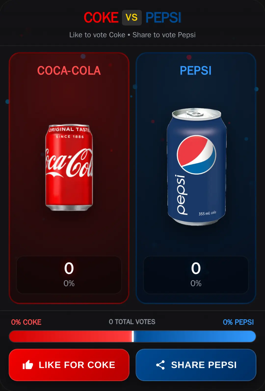 Coke vs Pepsi - Vote Now