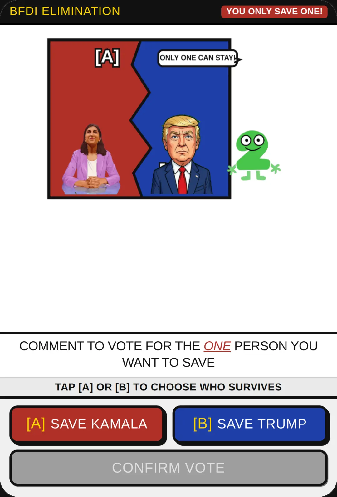 BFDI Voting: Donald Trump & Kamala Harris cover