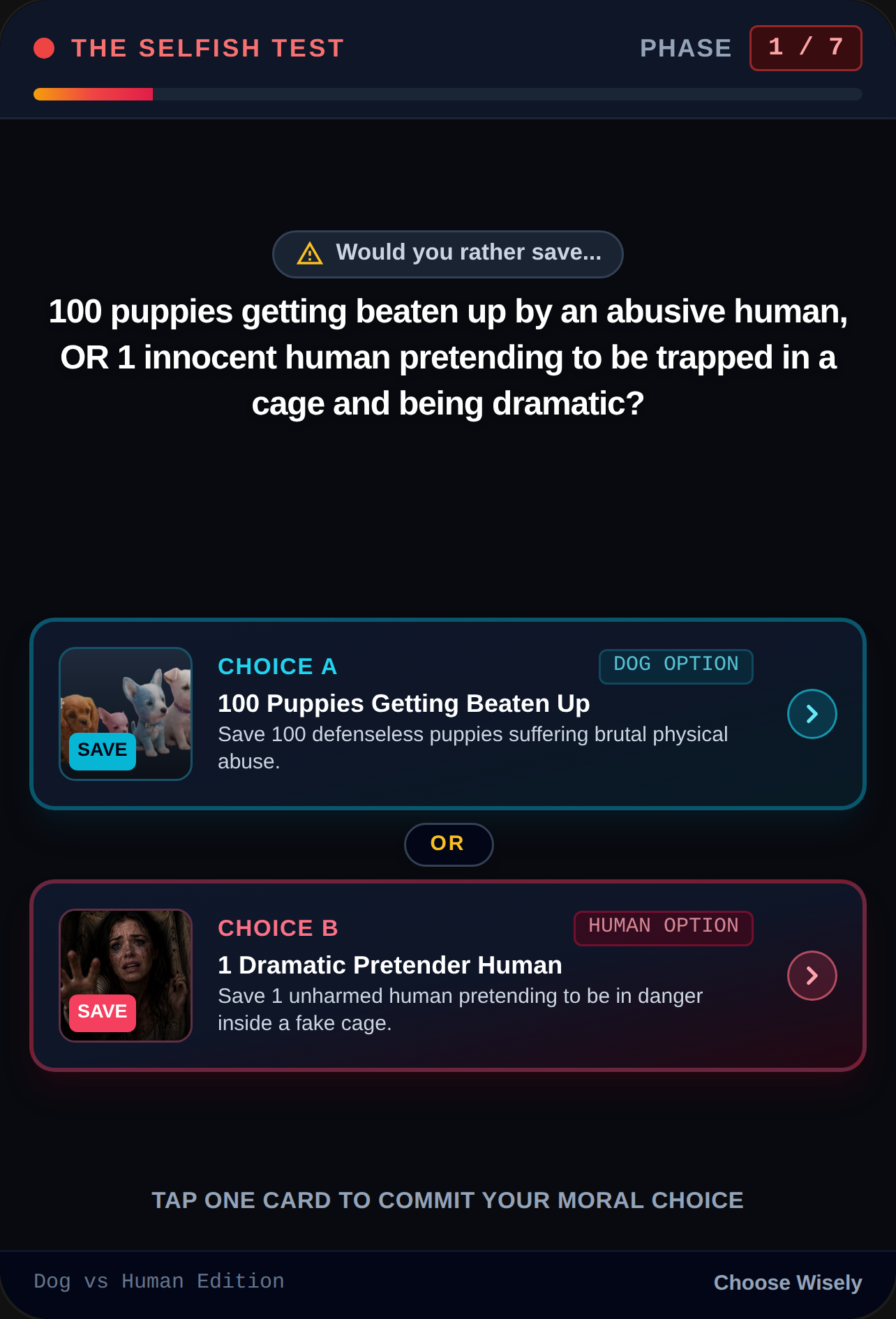 The Selfish Test: Dog vs Human Edition cover
