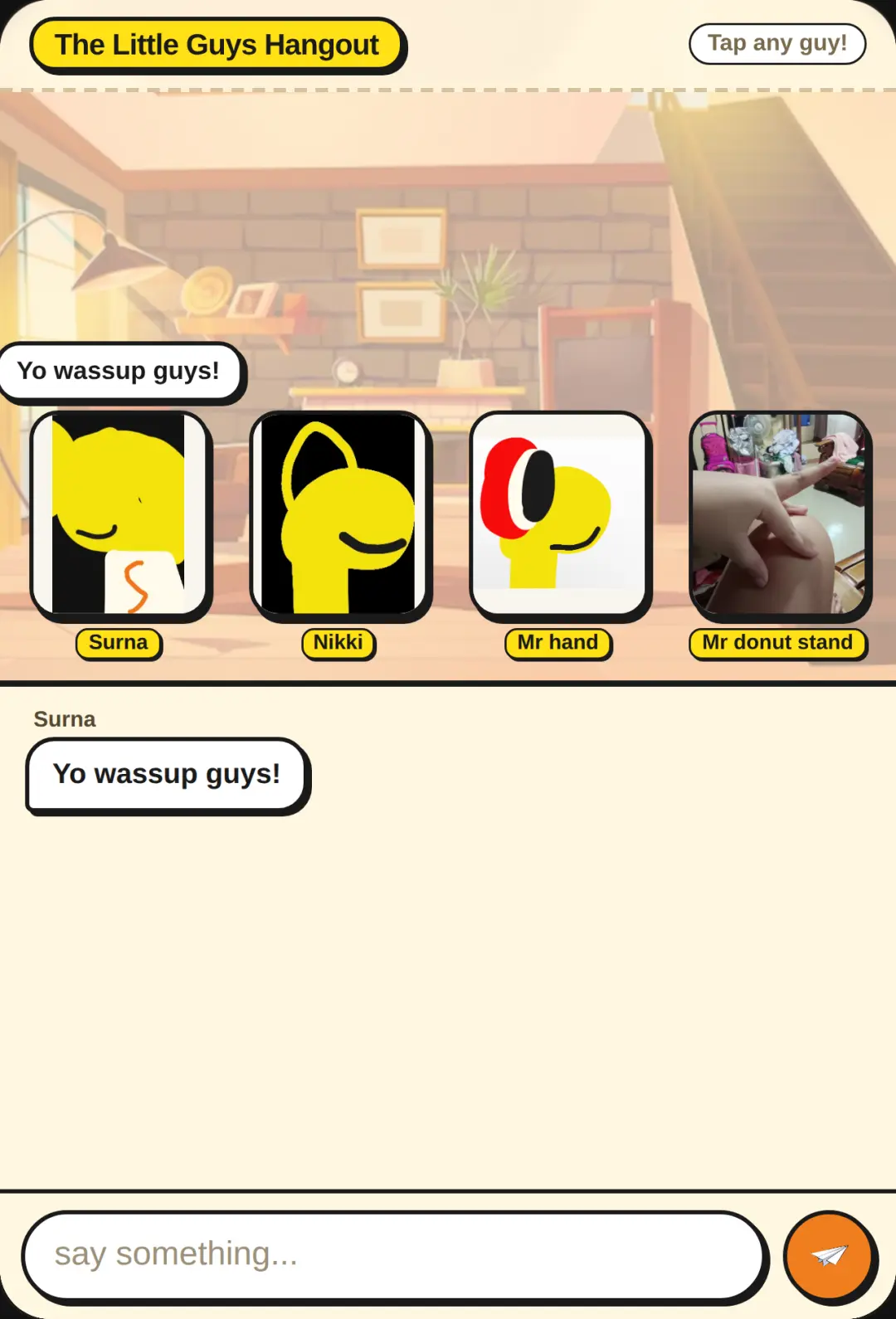 The Little Guys Hangout (by: simba, Nikki, Mr hand, and mr donut) cover