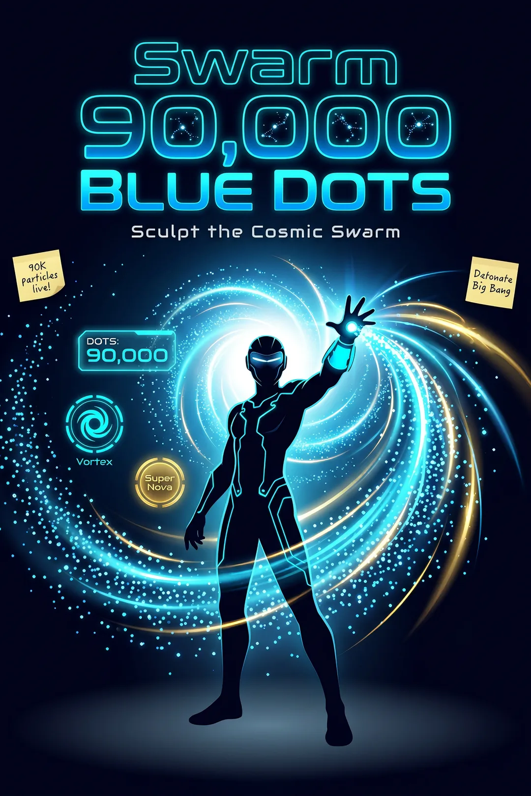 Swarm 90,000 Blue Dots