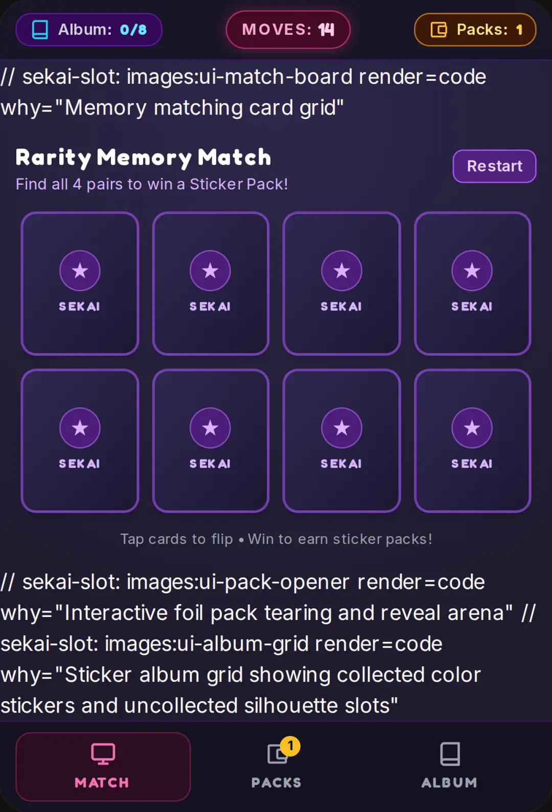 Sticker Match & Pack Opening cover
