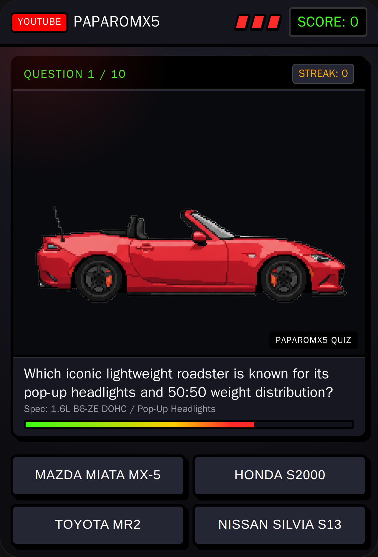 Paparomx5 Car Quiz cover