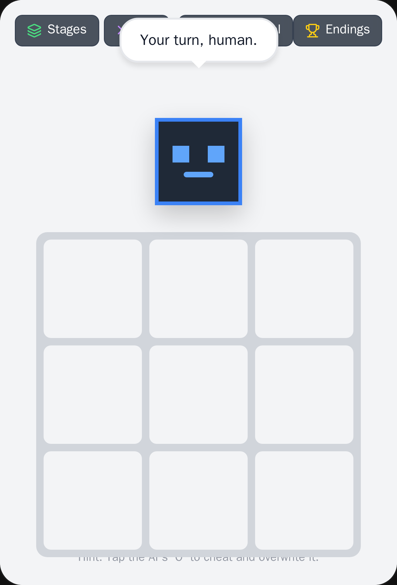 rogue AI Tic-Tac-toe [admin panel]