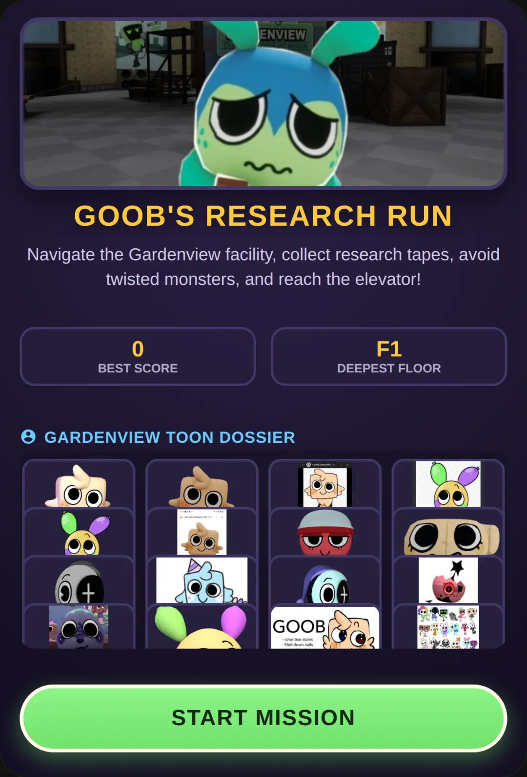 Goob's Research Run - Dandy's World cover
