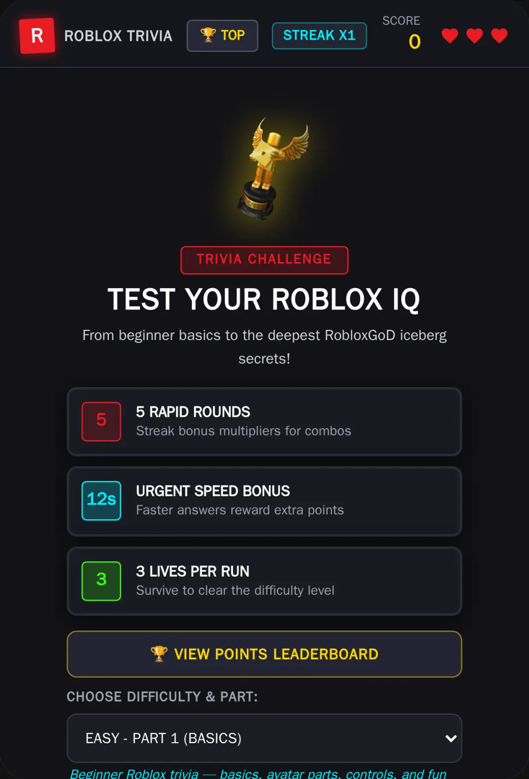 Roblox Trivia Challenge cover
