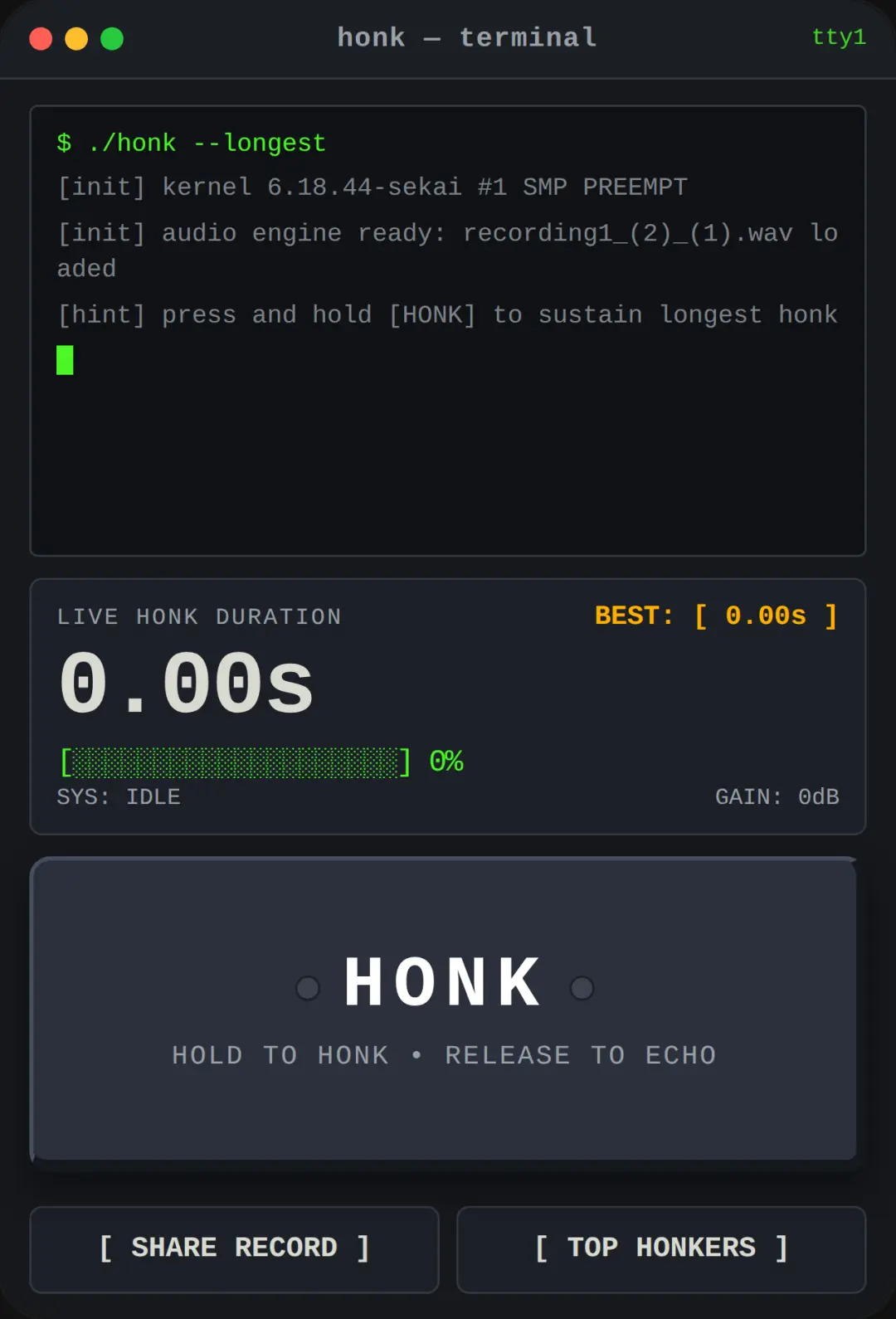 Longest Honk Linux Button cover