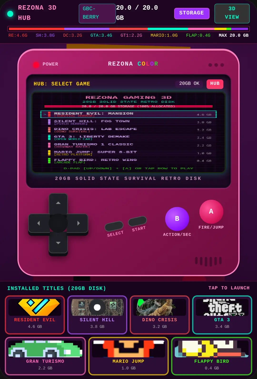 Rezona Gaming 3D - 20GB Retro Handheld cover