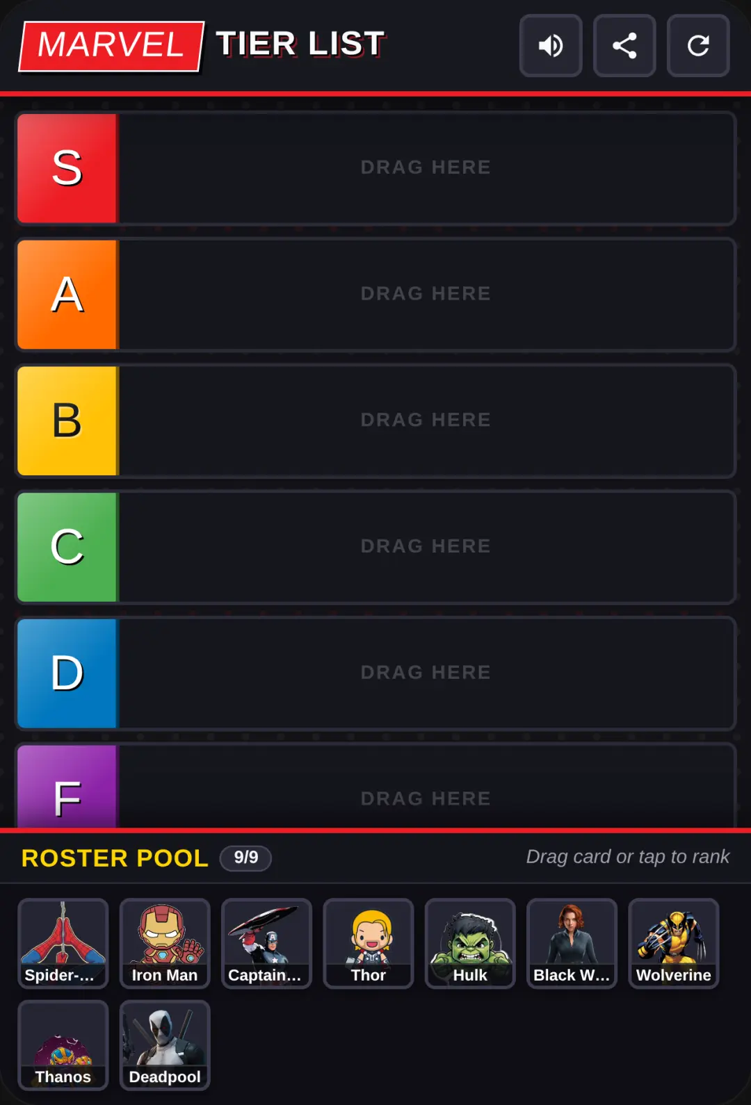 Marvel Character Tier List cover