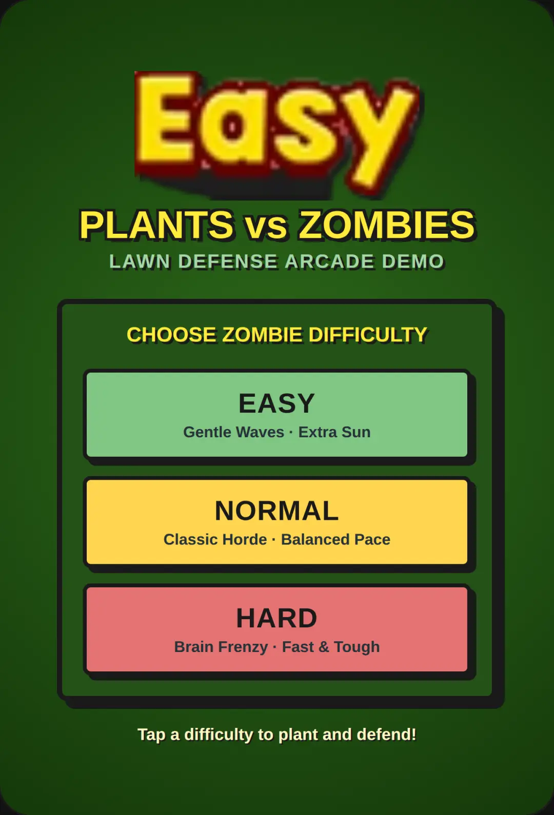 PvZ 1 Demo - Lawn Defense cover
