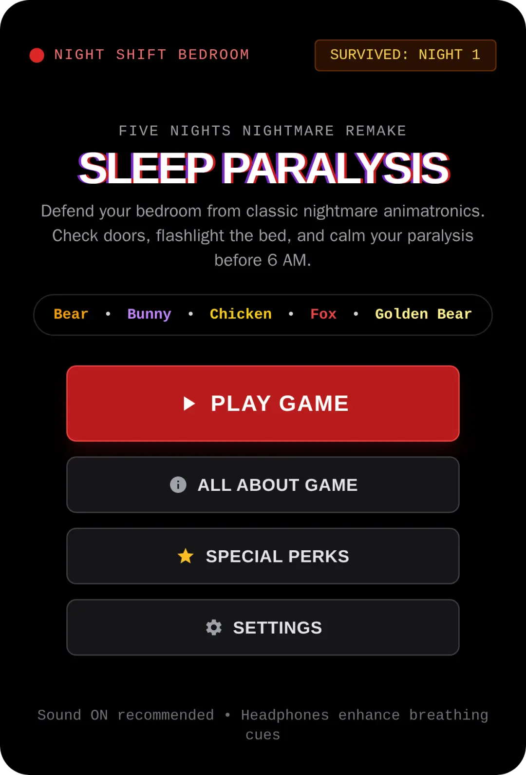 Sleep Paralysis — FNAF 4 Remake cover