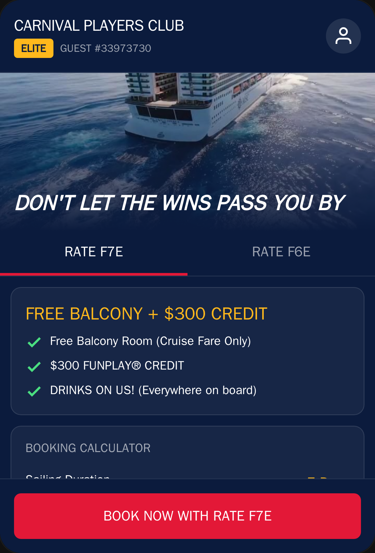 Carnival Players Club Elite Offer cover