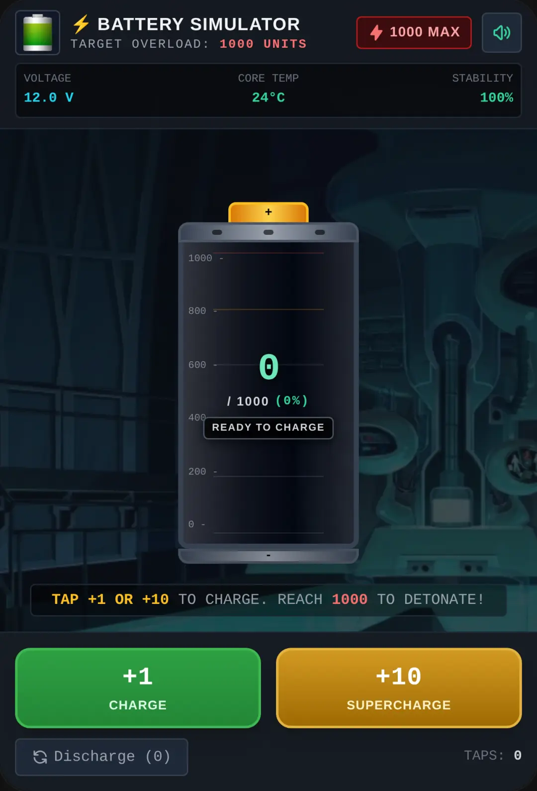 Battery Simulator — if you tap 1000 times the battery will explode cover