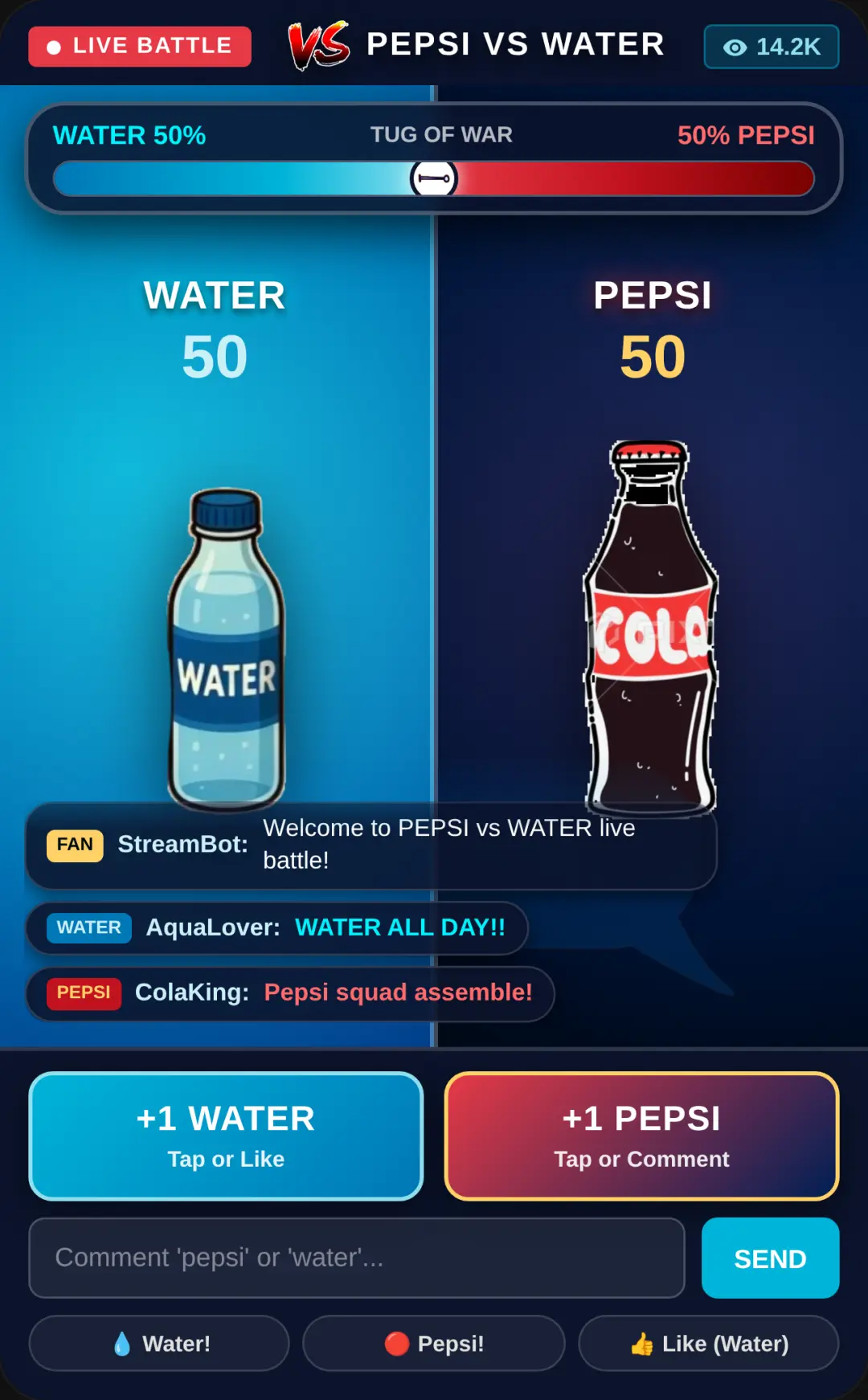 Pepsi vs Water Battle cover