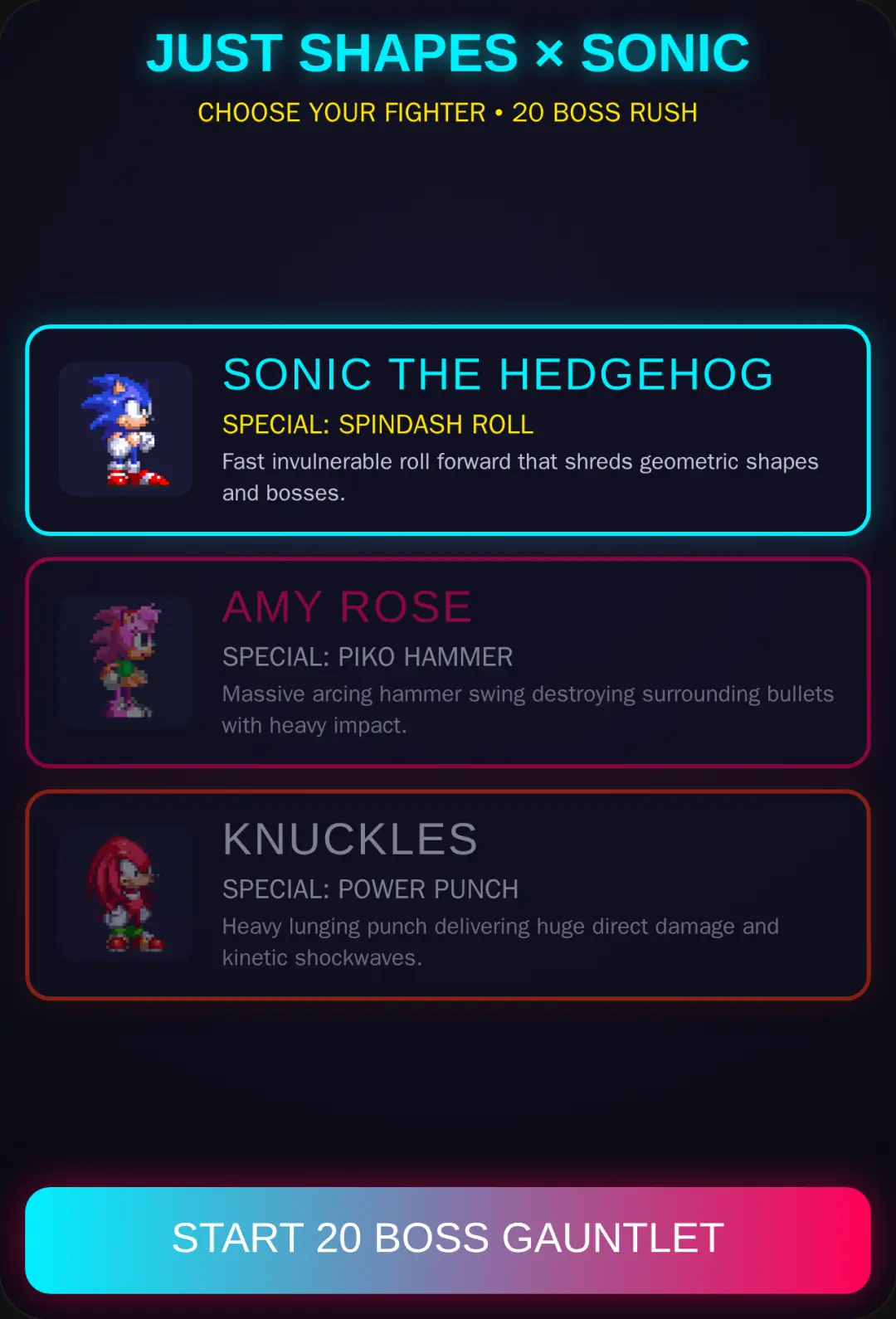 Sonic vs Just Shapes - 20 Boss Rush cover