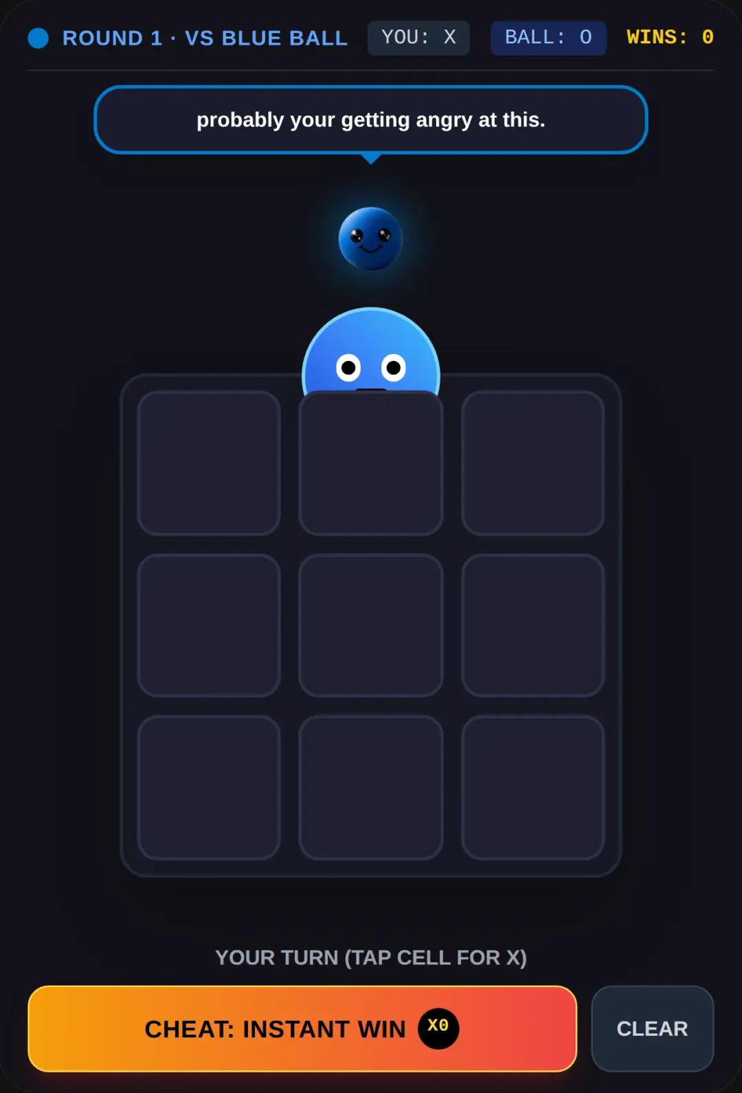 Tic tac toe with balley cover