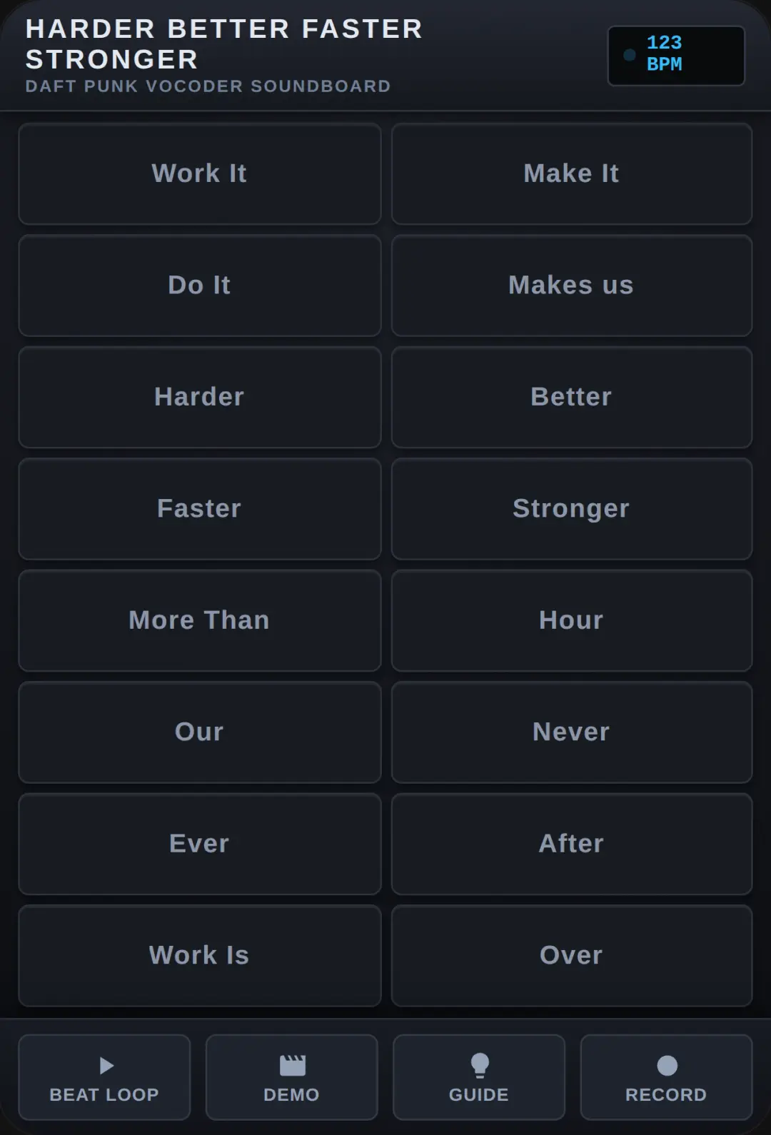Daft Punk Vocoder Soundboard