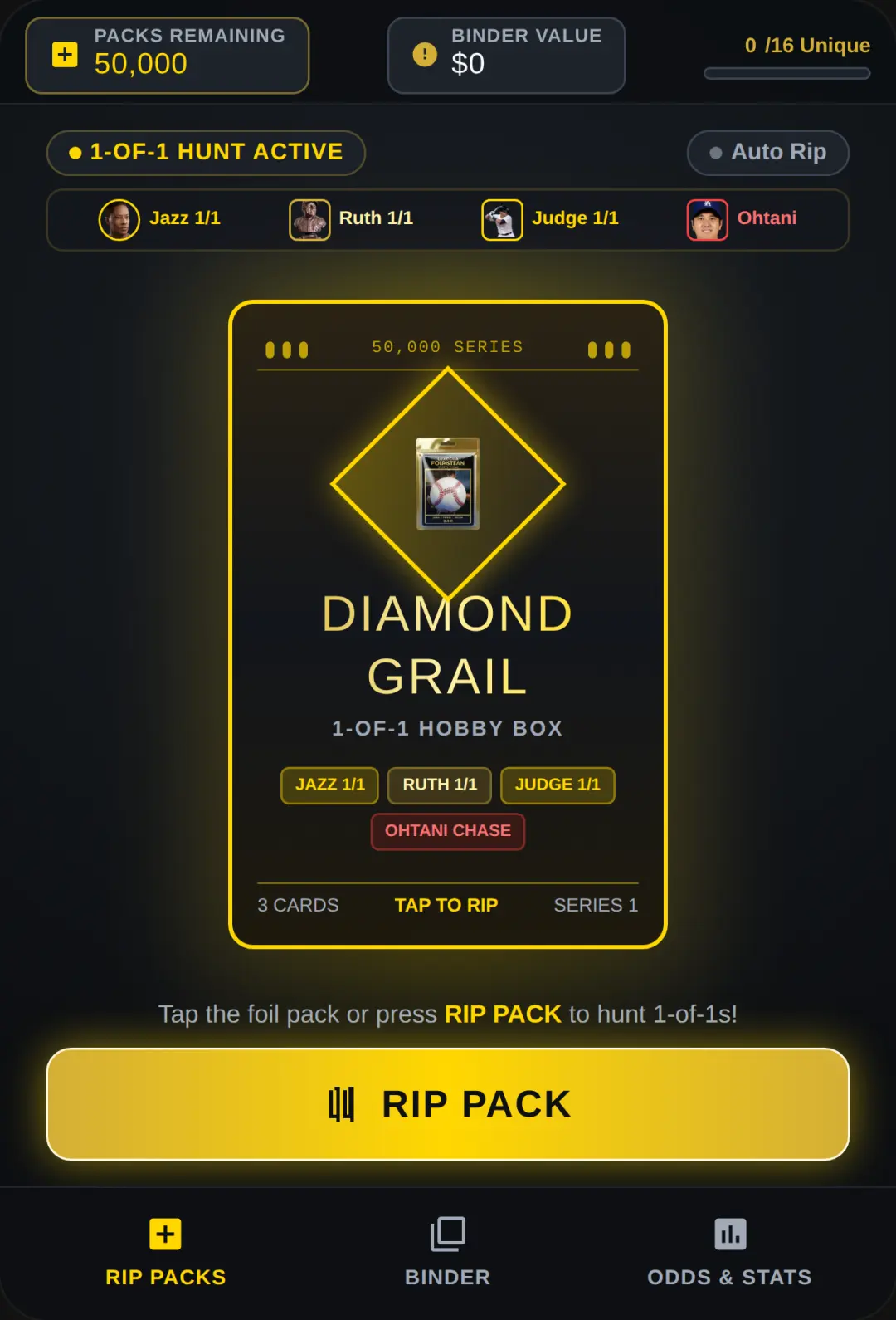 Diamond 1-of-1: 50,000 Pack Chase cover