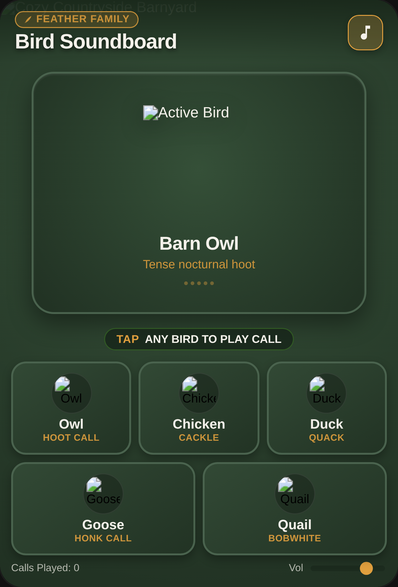 Feather Family — Cozy Bird Soundboard cover