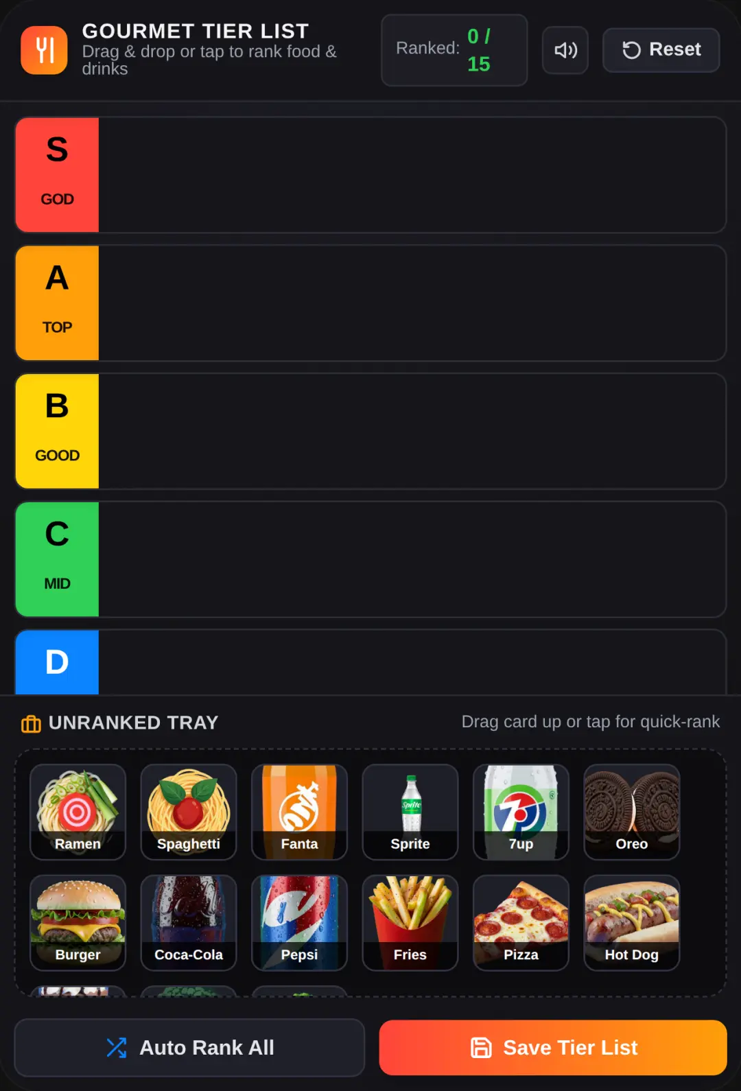 Gourmet Food & Drink Tier List cover