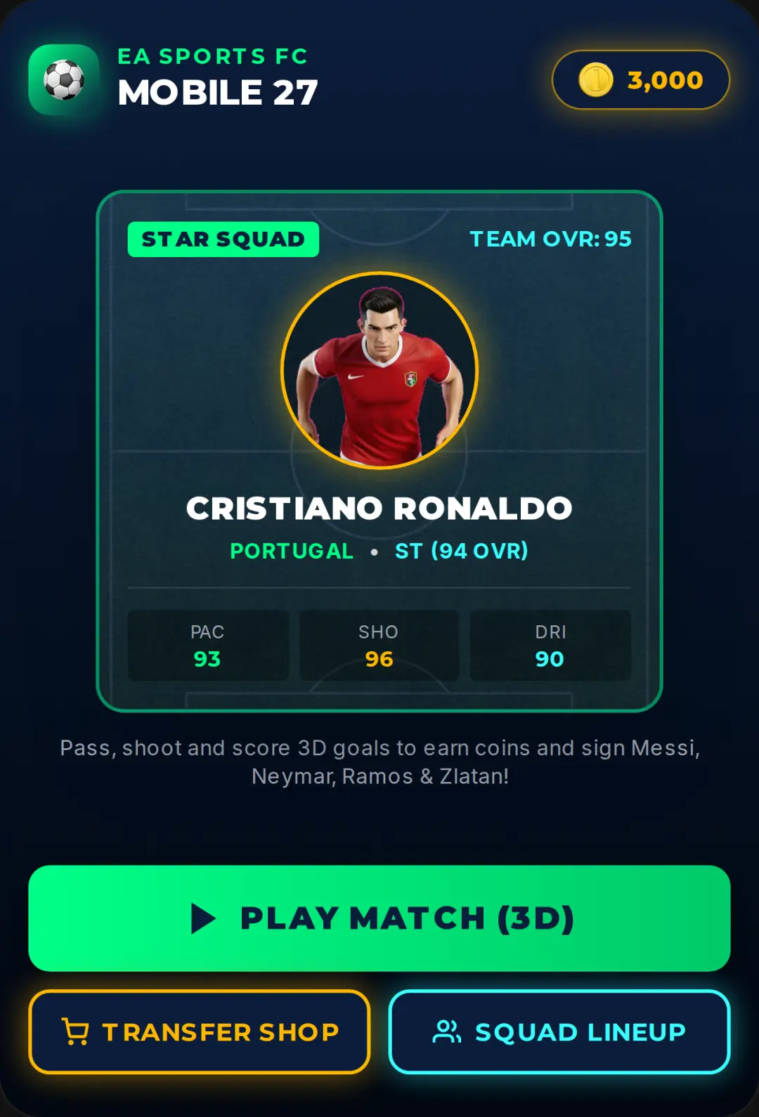 FC Mobile 27: 3D Football players: this is for fc players cover