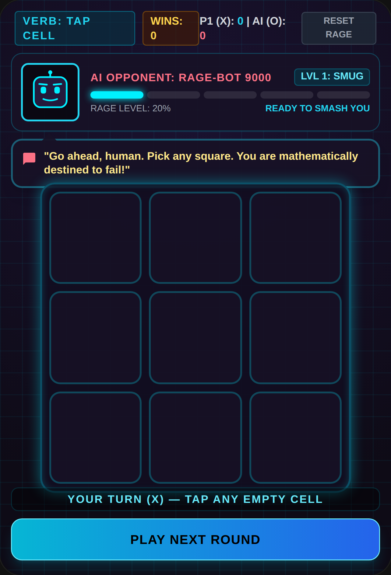RAGE TAC TOE — AI Meltdown cover