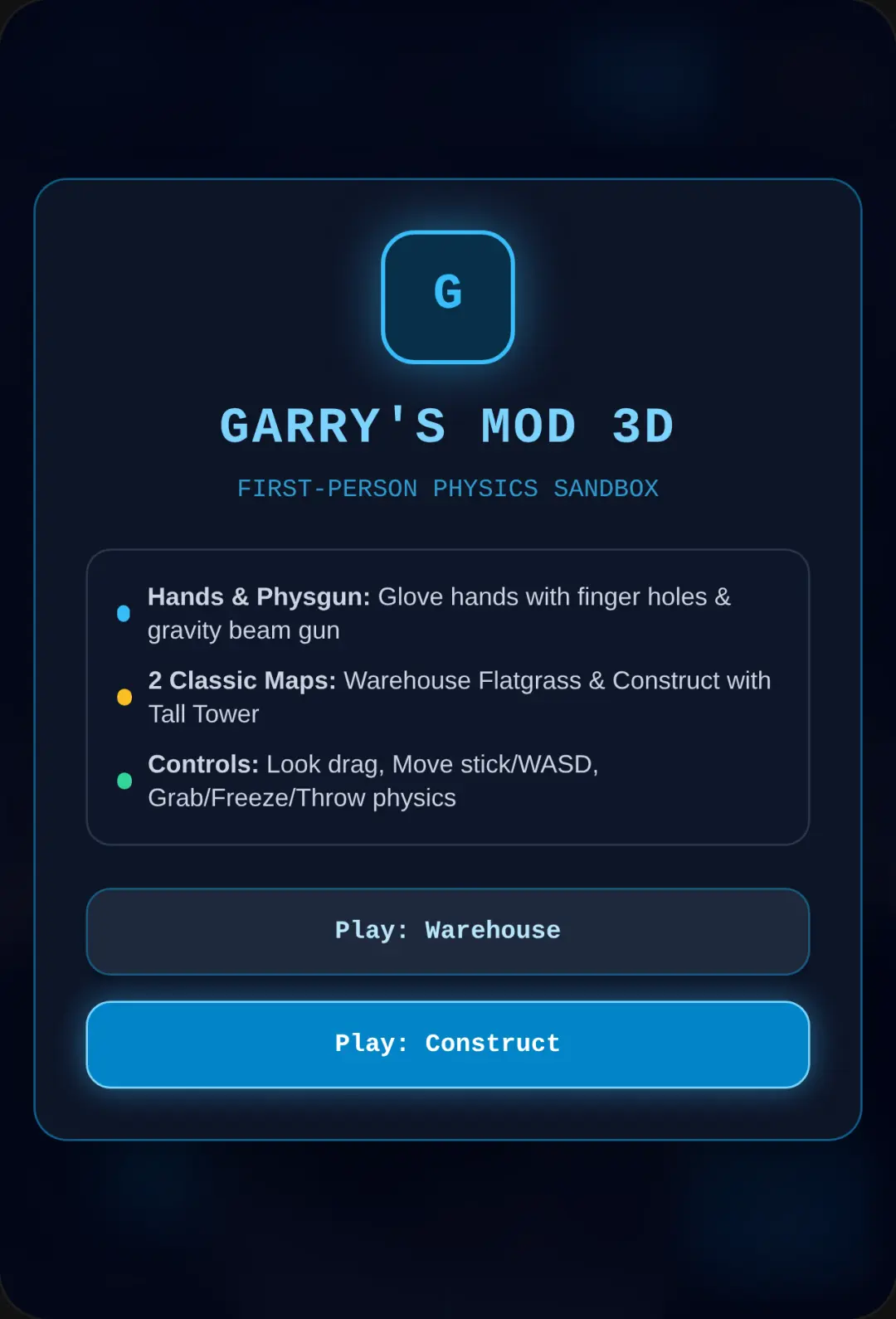 GMod 3D Sandbox - First Person cover