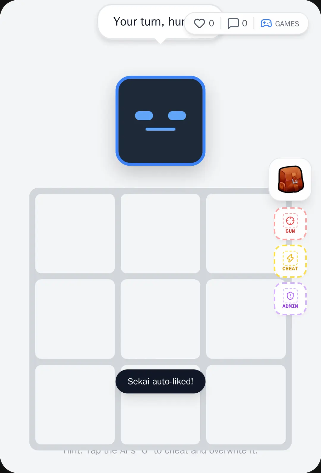 Rogue AI Tic-Tac-Toe but with cheats cover