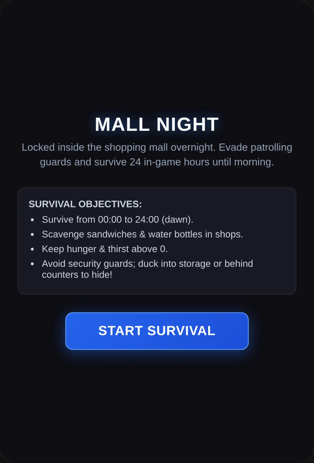 MALL NIGHT: SURVIVE 24 HOURS cover