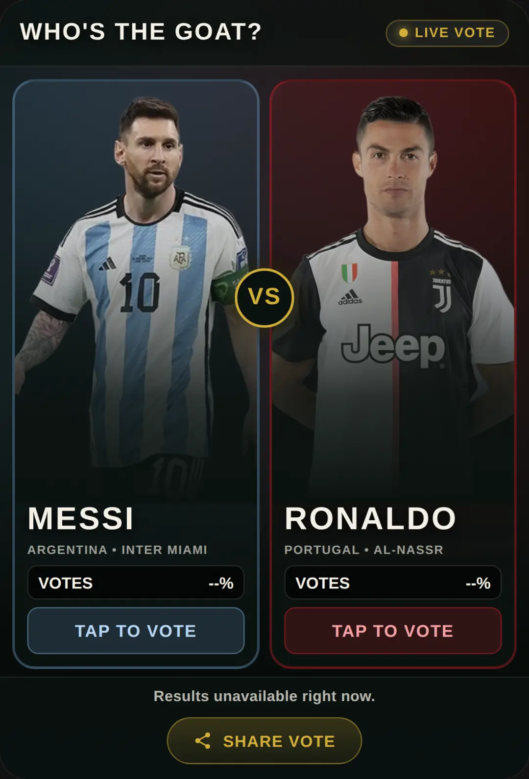 Messi vs Ronaldo Vote cover