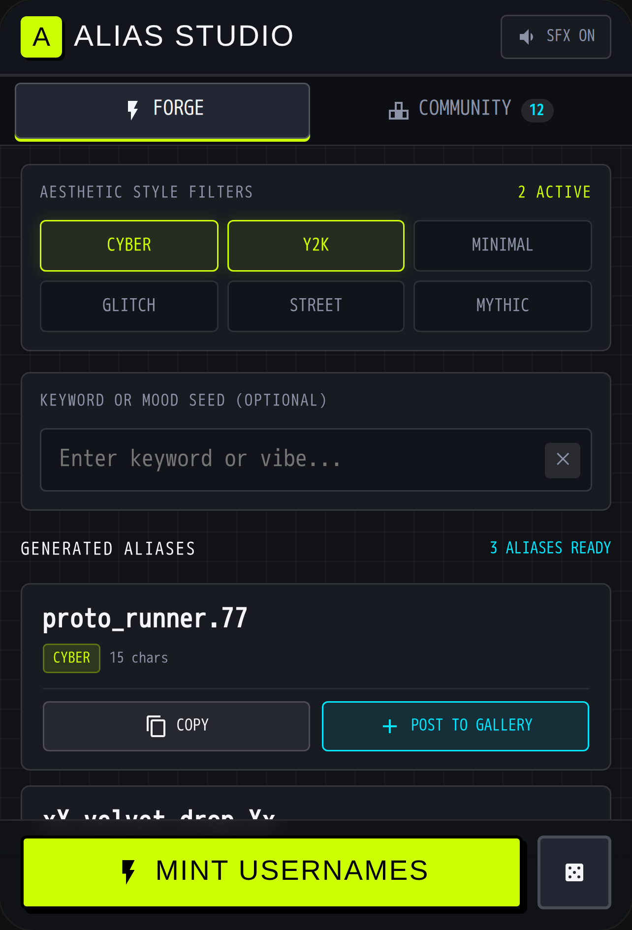 ALIAS STUDIO - Creative Username Generator & Community Leaderboard cover