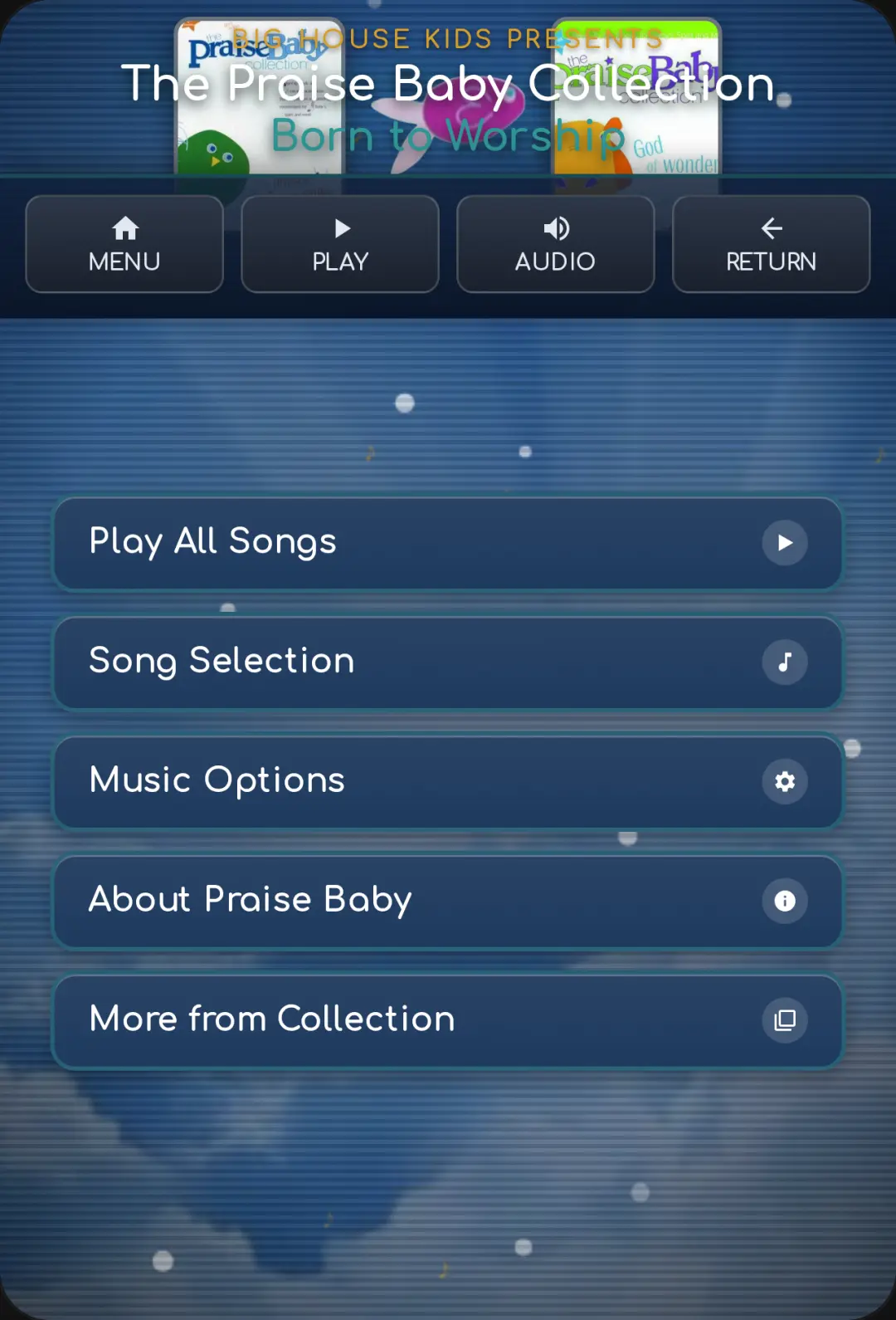 The Praise Baby Collection - Born to Worship DVD Menu cover