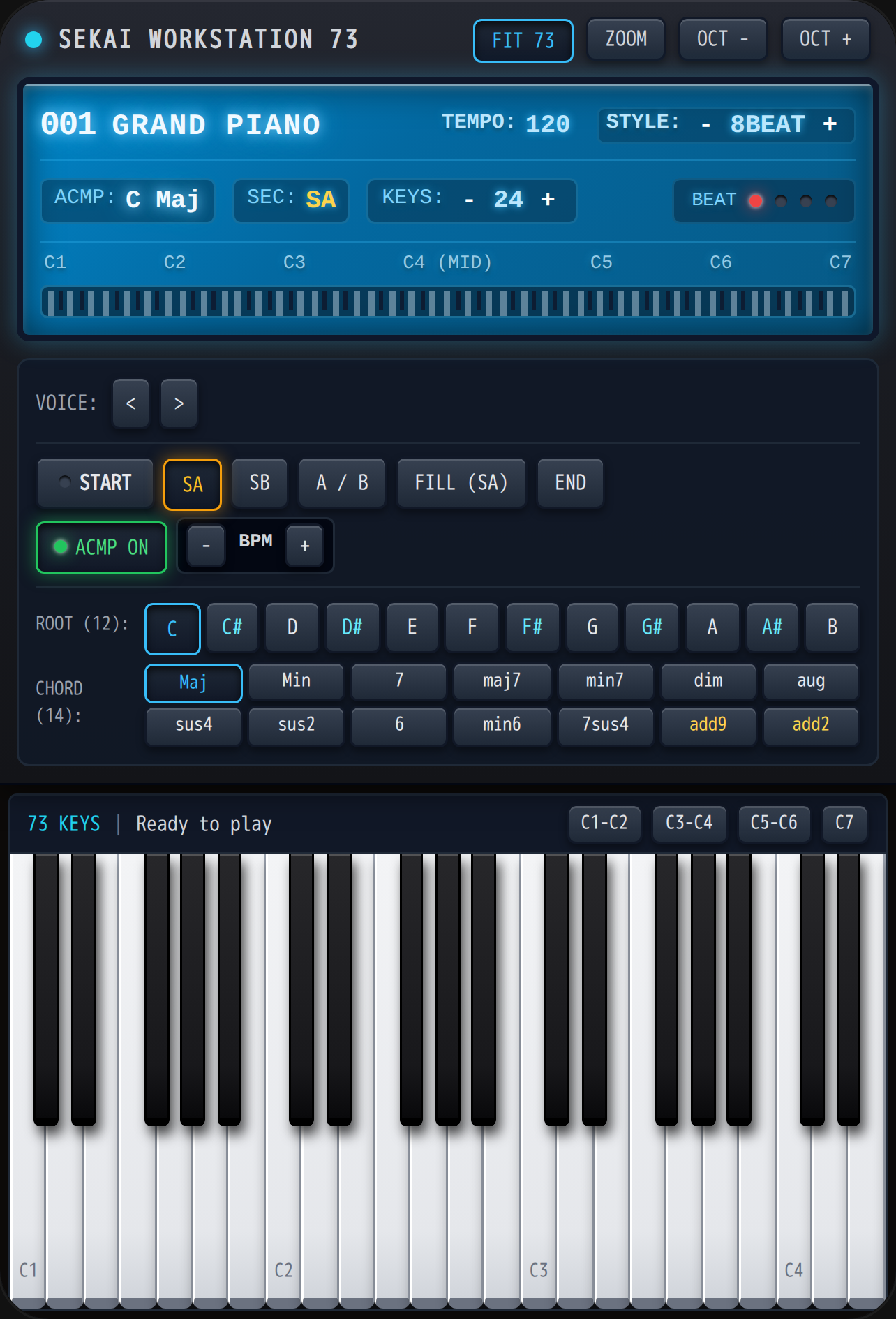 73-Key Digital keyboard Workstation by pianoyamaha music cover