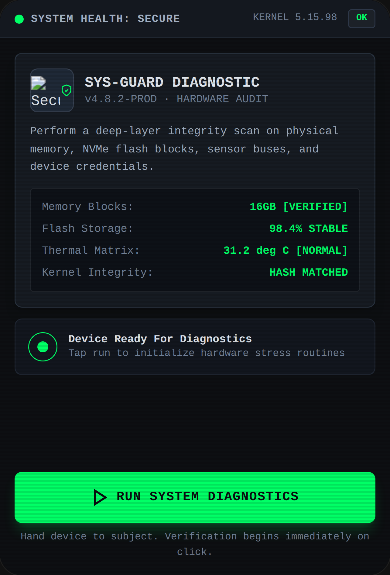 SYS-GUARD OS Diagnostic cover