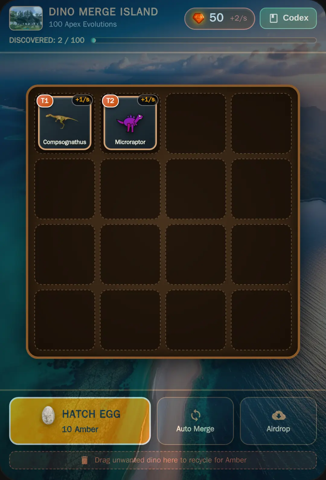 Dino Island: 100 Merges. Just click to merge cover