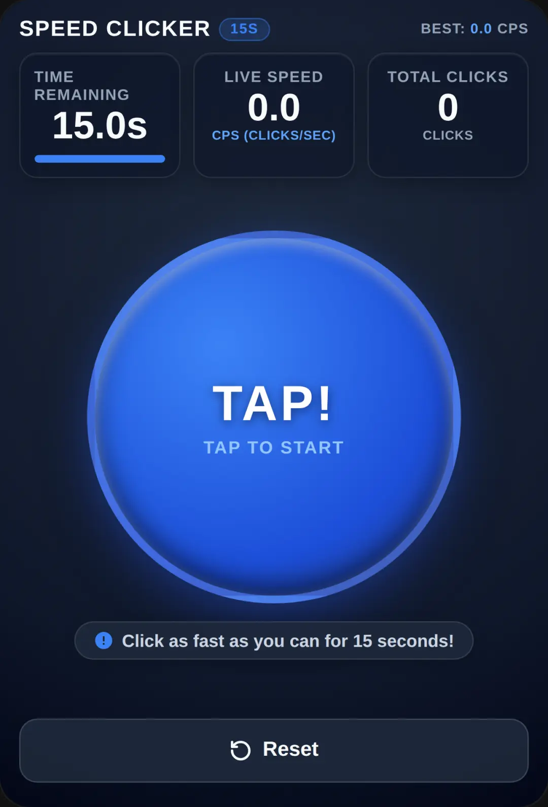 Click speed test cover