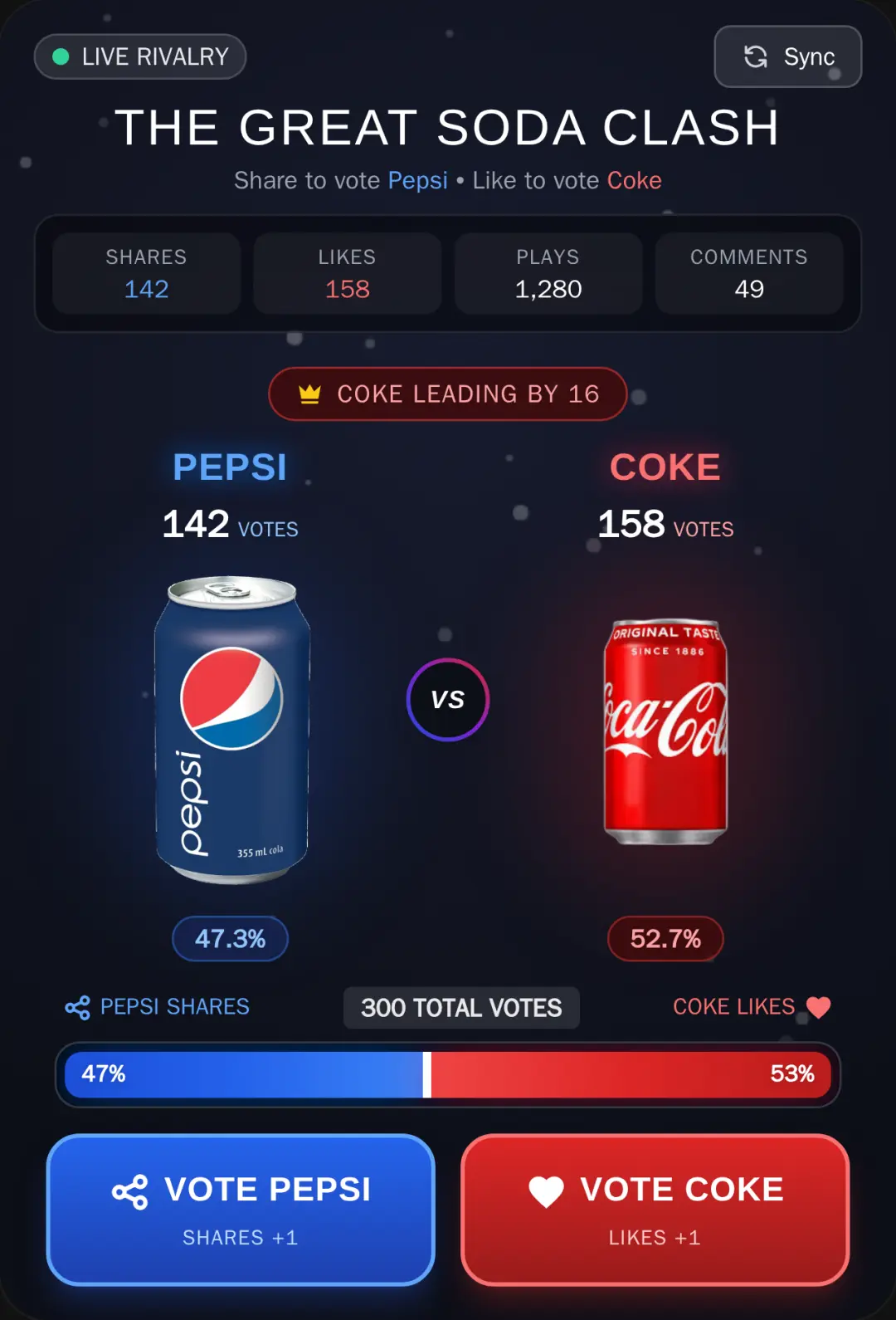 Pepsi vs Coke - Soda Rivalry Vote cover