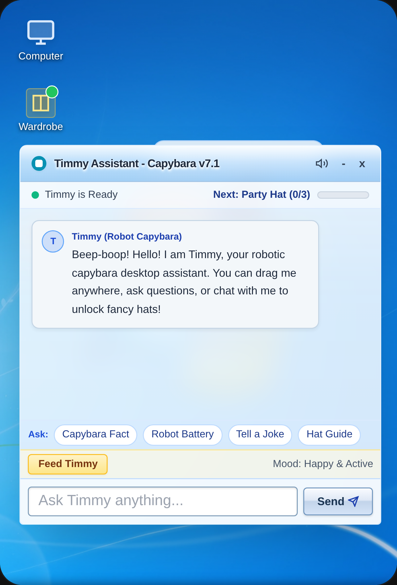 Timmy the Robot Capybara - Windows 7 Desktop cover