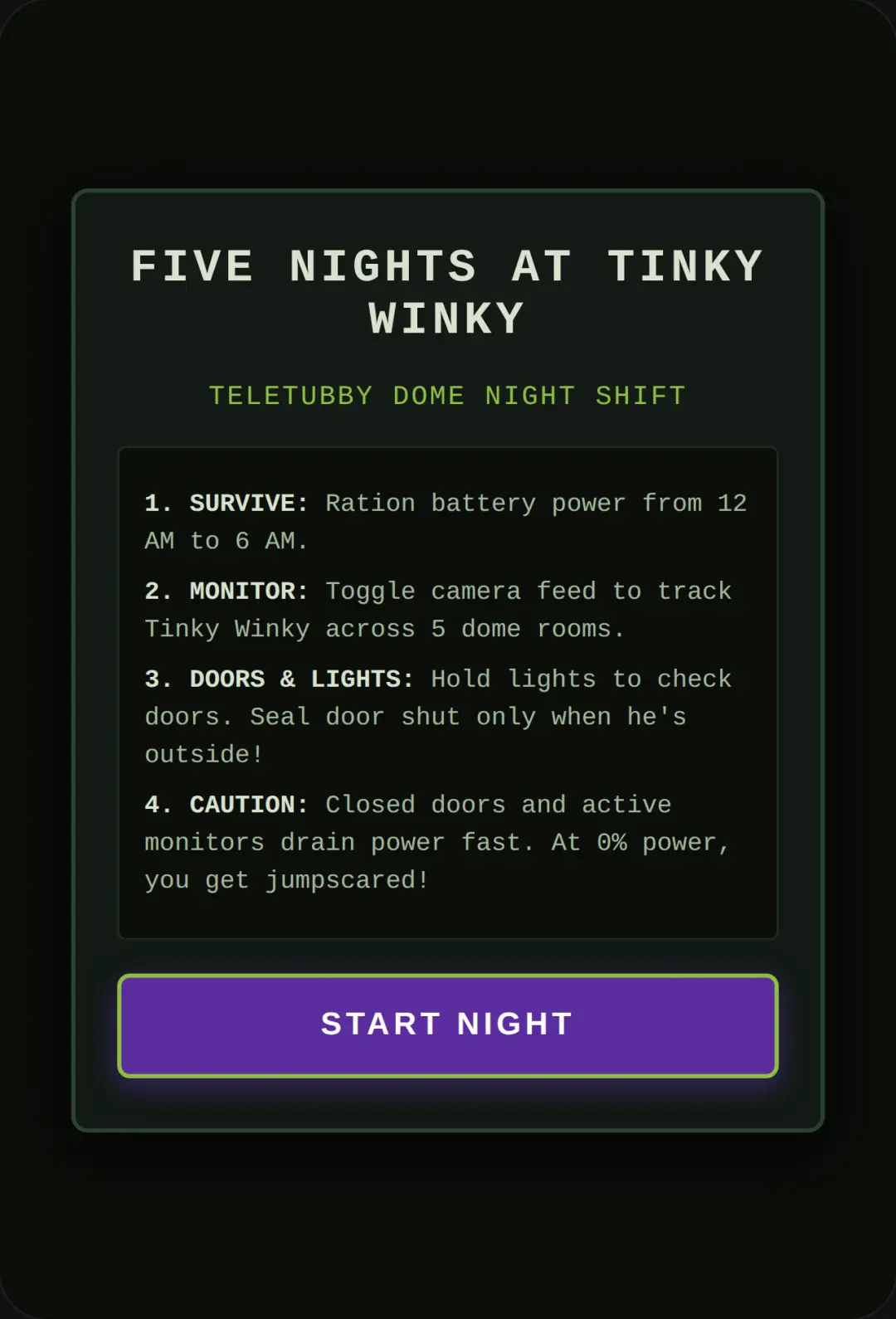 Five Nights at Tinky Winky cover