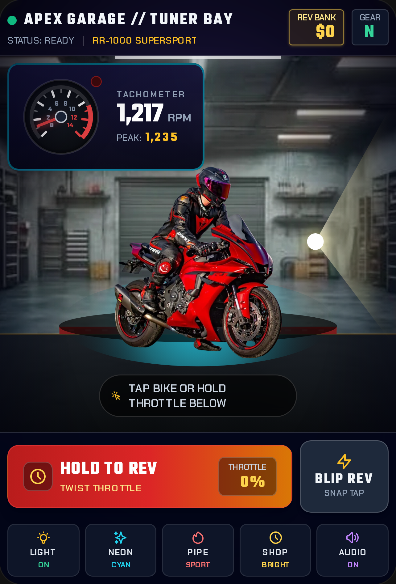 Apex Garage // Motorcycle Rev Simulator cover