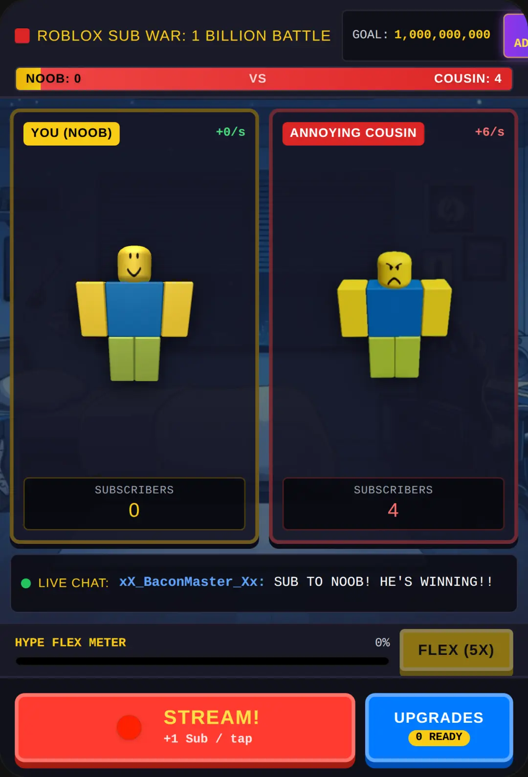 Roblox Noob vs Cousin 1 Billion Sub Battle #