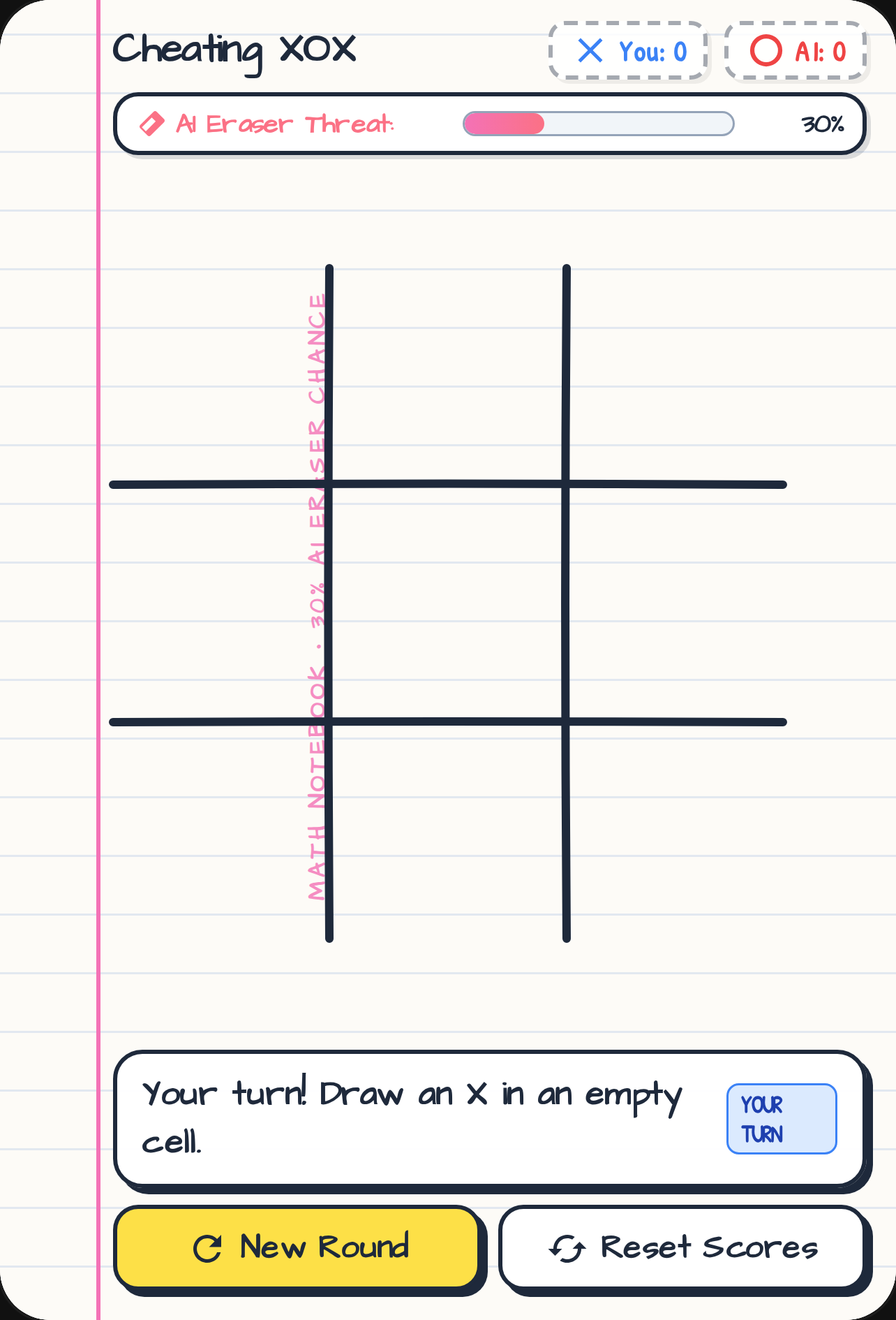 Cheating Tic Tac Toe - Eraser AI cover